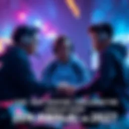 Three gamers strategizing in a competitive setting, representing the Zen-Atow-Vatira lineup facing potential challengers.