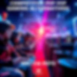A group of players engaged in various competitive PvP games, showcasing different genres and styles in a vibrant gaming environment.