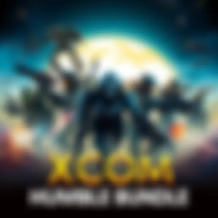 Graphic showing all titles of the XCOM game series available in a bundle on Humble Bundle