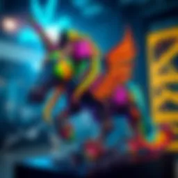 Completed DOOMICORN sculpture A colorful and creative DOOMICORN sculpture showcasing unique design elements and vibrant colors