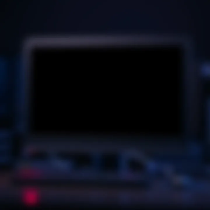 A desktop computer showing a black screen after the installation of a new graphics card, indicating troubleshooting is needed.