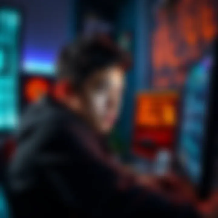 Computer user looking at BIOS update warning A person with a concerned expression reading a warning about BIOS updates on their computer screen