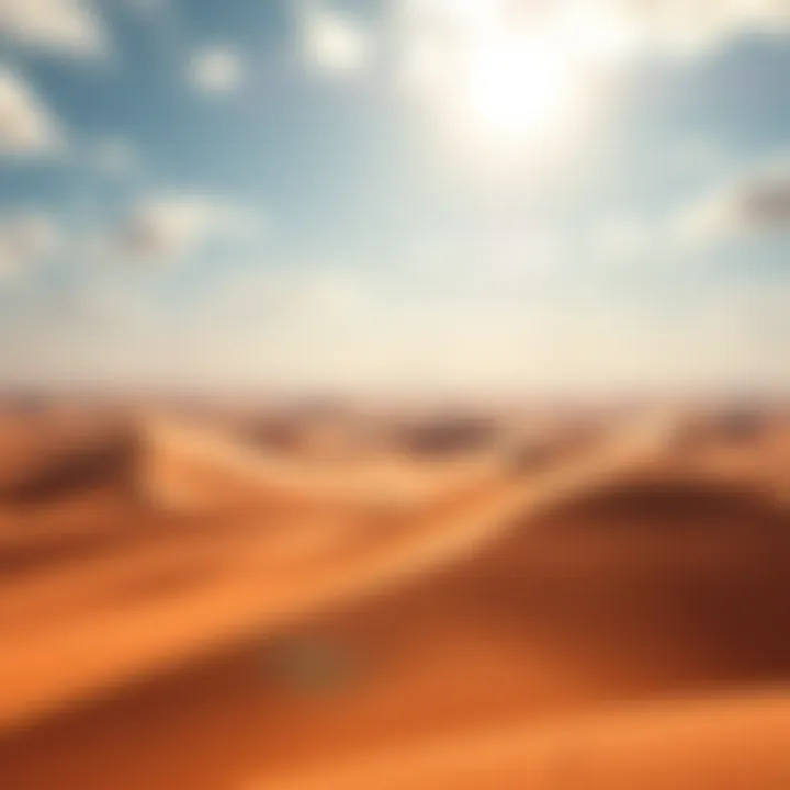 Concept Art of Game Location A vibrant scene showing expansive sand dunes inspired by Alberto Mielgo's art, with a bright sky and intriguing terrain, hinting at possible game settings.