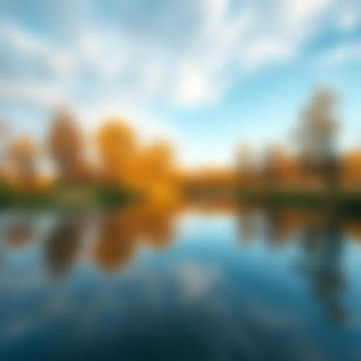 A serene landscape symbolizing permanence, featuring a calm river reflecting a clear sky and steady trees, illustrating the idea of reliability and continuity.