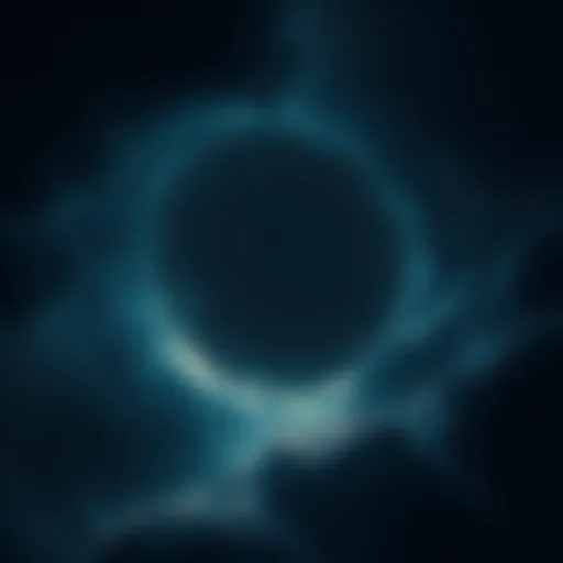 Concept of Void A dark space symbolizing the concept of void, with hints of light representing thoughts and emotions flowing through.