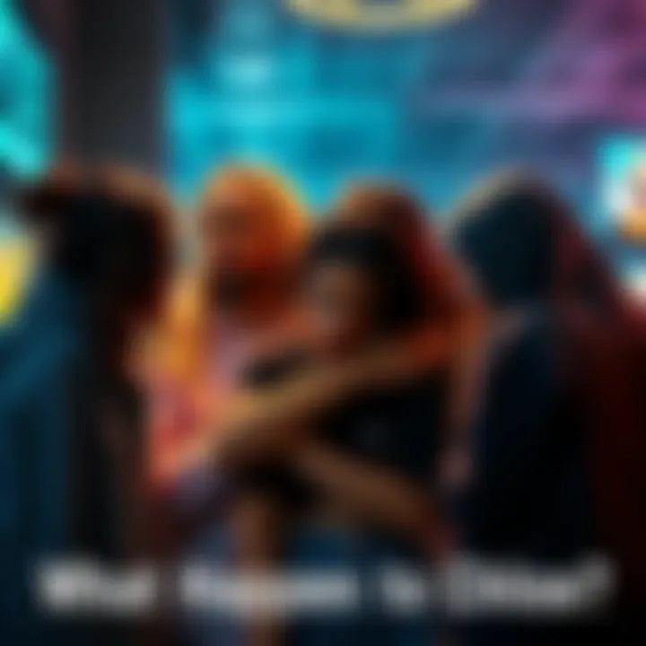 A group of friends showing concern for Chloe, comforting her during an emotional moment.