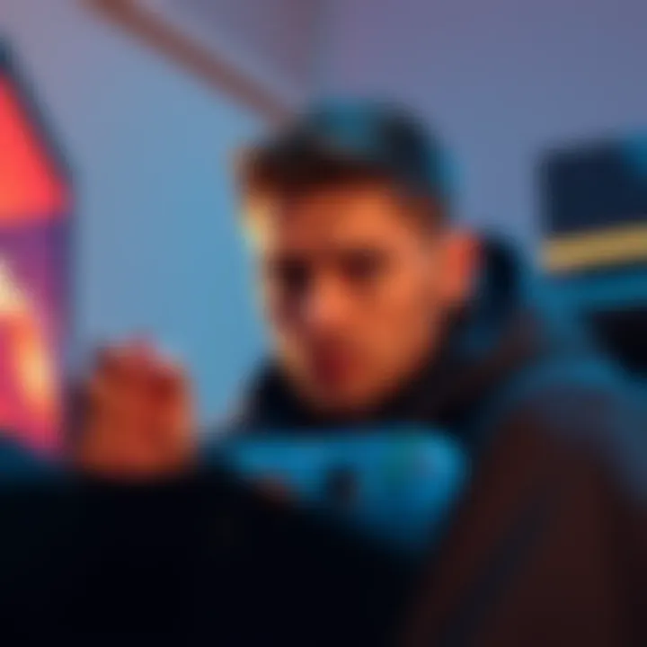 A worried gamer staring at an Xbox console with a questioning expression, symbolizing uncertainty about the future of Xbox.