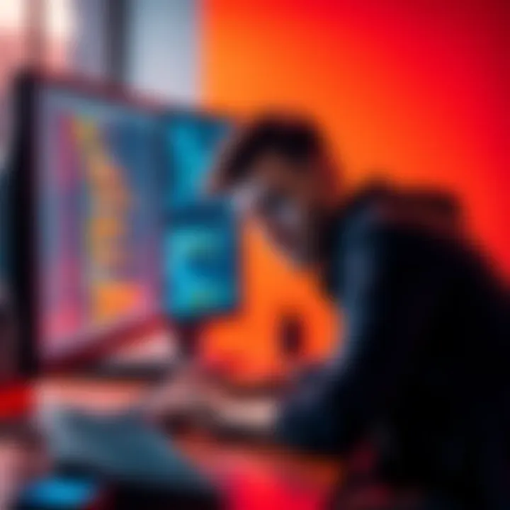 A person looking worried while using a computer with code on the screen, symbolizing hacking concerns