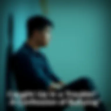 Person reflecting on their actions A person sitting alone, looking thoughtful and remorseful, contemplating their past bullying behavior.