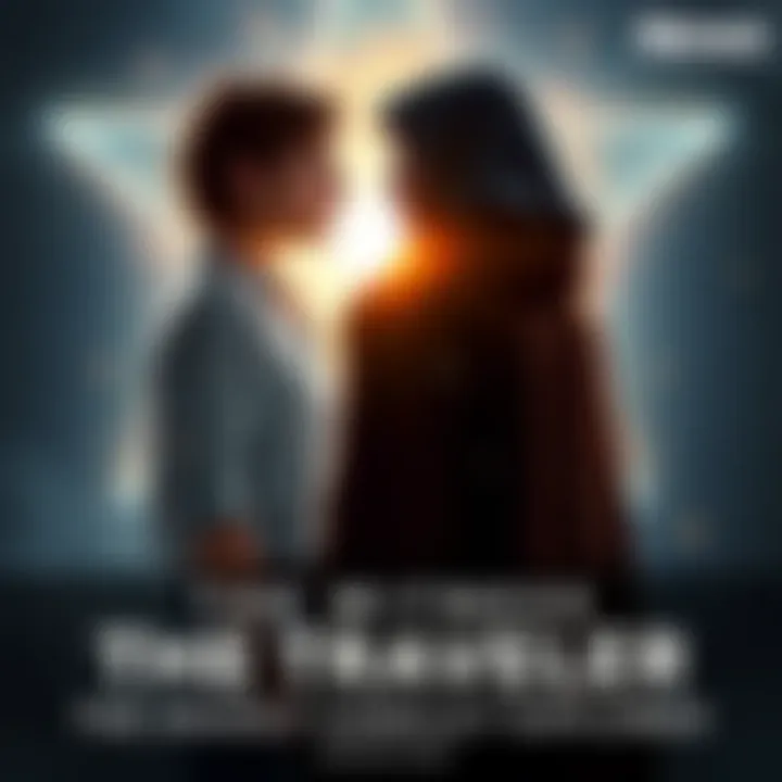 Conflict Between The Witness and The Traveler A dramatic scene showing The Witness facing The Traveler amidst a starry background. Tension fills the air as they prepare for a confrontation. Light and dark elements clash, representing their opposing forces.