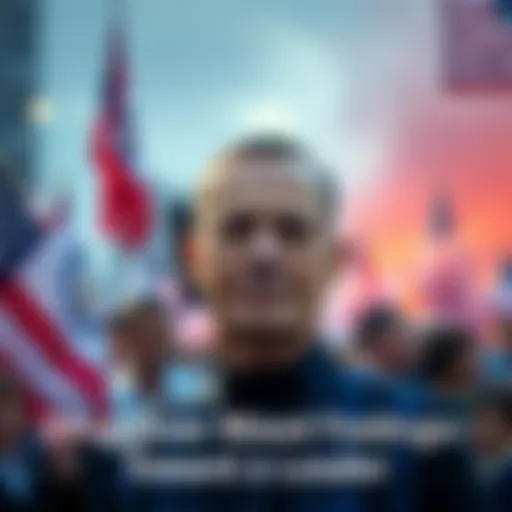 Conflicted Emotions Toward a Leader A person stands with a thoughtful expression, reflecting mixed feelings about a political leader, with a blurred political backdrop.