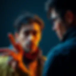 A person looks conflicted and confused while another person gestures for assistance, illustrating mixed emotions after an insult.