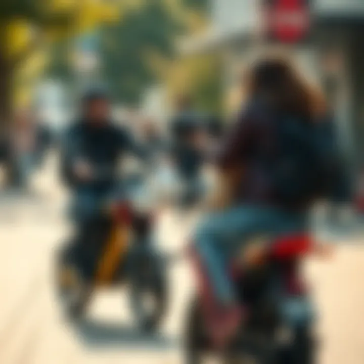 Confrontation Between Streamer and Ebike Rider A man on an ebike threatens a woman holding a camera after a near-collision in a public area.