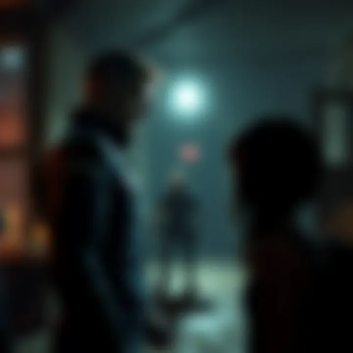 Confrontation with Albert Wesker A tense moment as a player stands face to face with Albert Wesker in a dark, abandoned setting from Resident Evil 5.