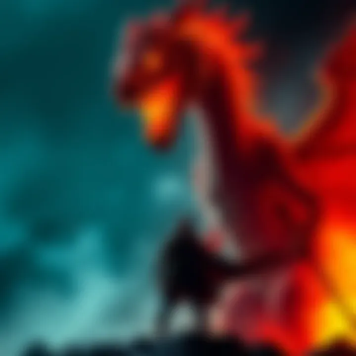 Confronting Our Fears A person standing defiantly before a majestic, fiery dragon, symbolizing the battle against inner fears and challenges.