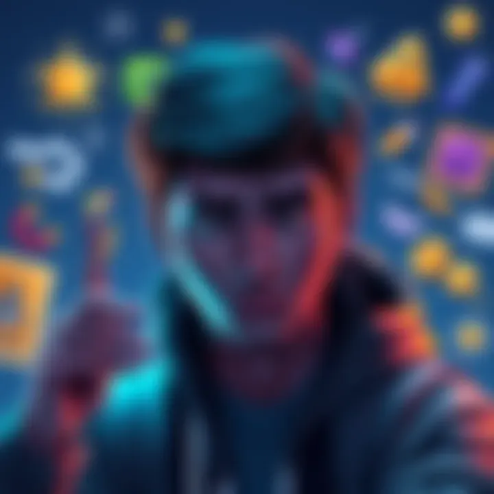 A player looking puzzled at their screen with an unclear rewards list, surrounded by illustrations of game items.