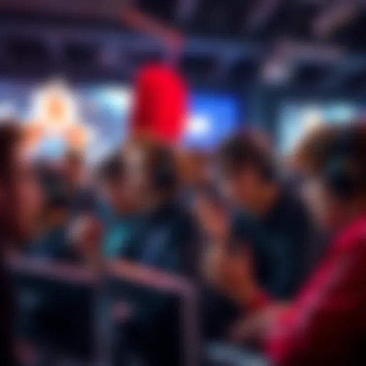 A group of gamers looking puzzled while talking about ranked matchmaking issues in a gaming setting