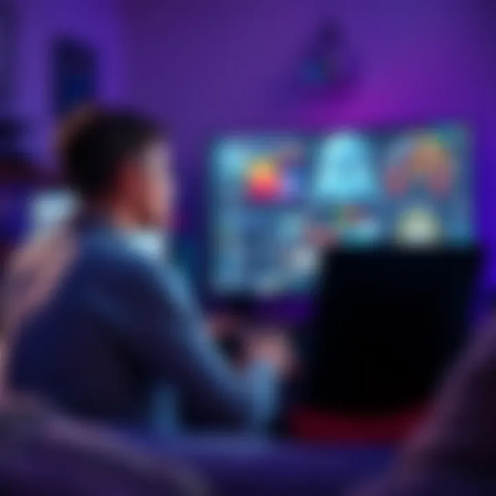 Confusing Game Menus A player looks frustrated while navigating complex game menus on a screen in a cozy gaming setup.