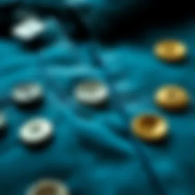 A close-up view of various outfit buttons showing different styles and placements, illustrating the inconsistency in button design.