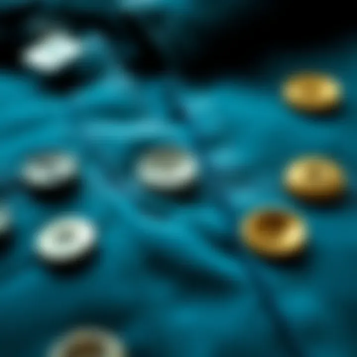A close-up view of various outfit buttons showing different styles and placements, illustrating the inconsistency in button design.
