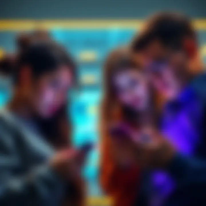 Participants looking at two airdrop notifications on their devices, showing confusion and uncertainty about the simultaneous events.