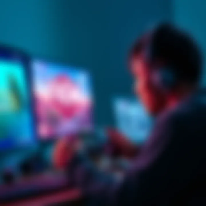 Connecting Switch Controller to Epic Games A gamer connecting a Switch controller to a computer for Epic Games gameplay.