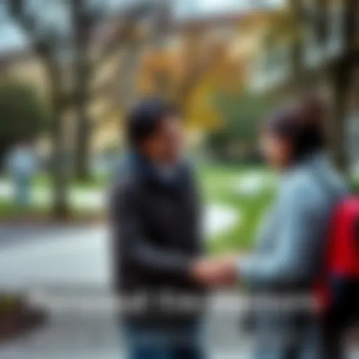 Two people sharing a warm conversation in a park, illustrating the impact of personal connections