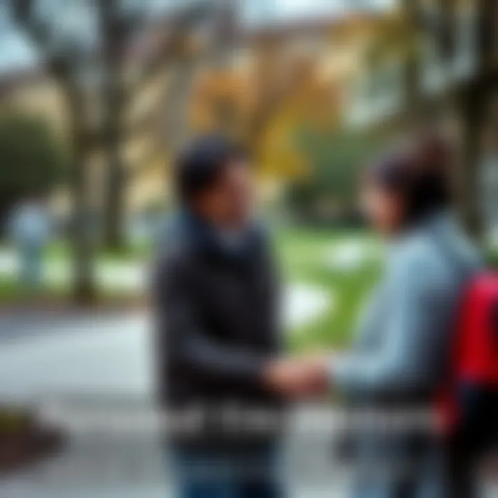 Two people sharing a warm conversation in a park, illustrating the impact of personal connections