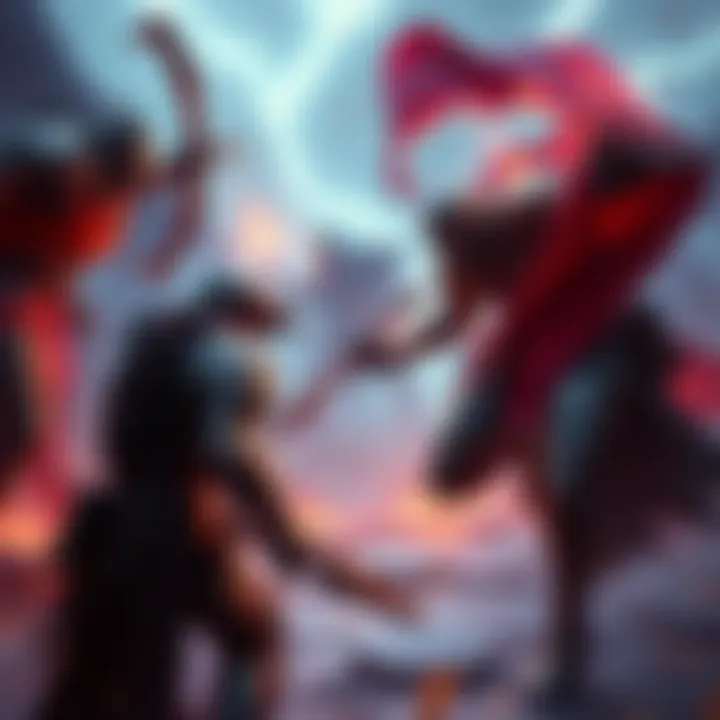 Player in Conquest Battle A player character equipped with armor faces multiple higher-level enemies in a dynamic battle setting, ready to use healing and adrenaline strategies.