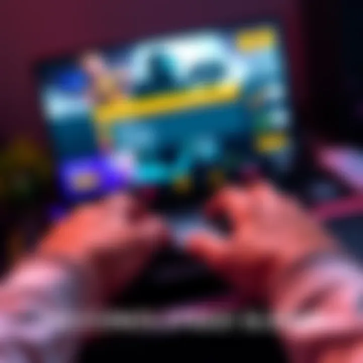 A player typing a request on a gaming console for a cursor speed slider feature.