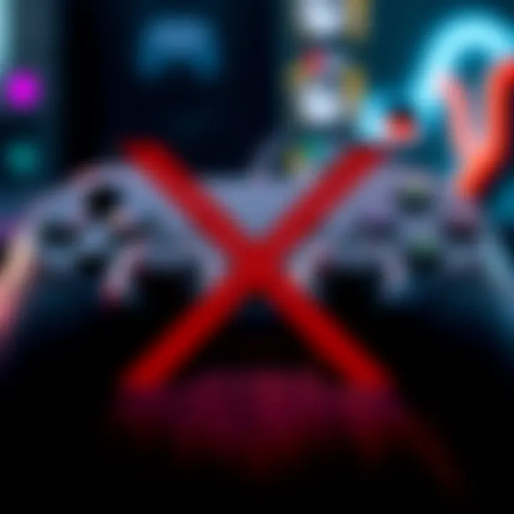 A gaming controller shown with a red cross over it, symbolizing the ban on unauthorized peripherals in gaming communities.