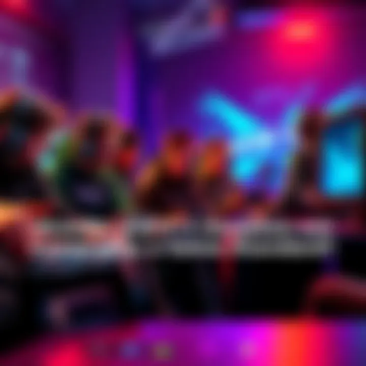 A group of gamers discussing crossplay issues, with console controllers and a PC setup visible. Some players look concerned while others appear engaged in the conversation.