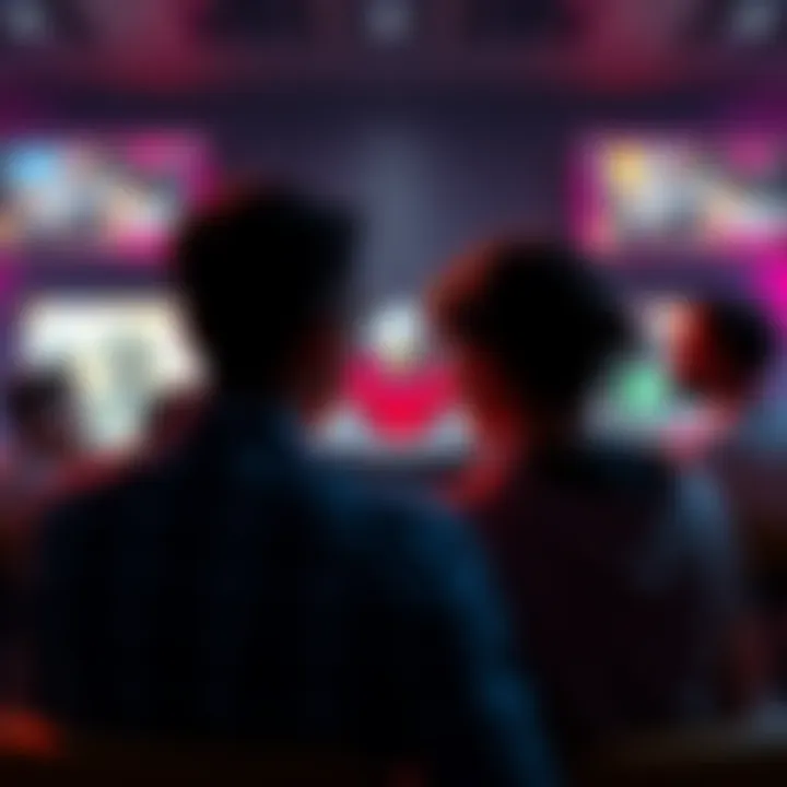 Console players miss out A group of frustrated console gamers looking at a new game release on a screen, feeling left out.