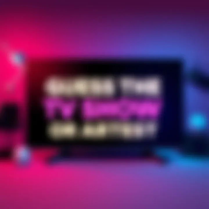 Guess the TV Show or Artist Contest A colorful graphic inviting people to guess a TV show or a hip-hop/rap artist for a chance to win a free month, featuring bold text and playful design elements.
