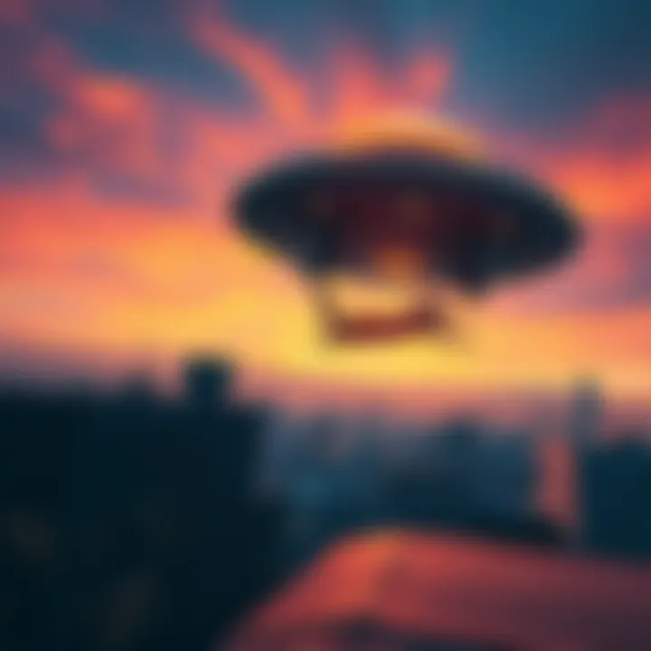 Contestant jumps off UFO-shaped saucer A contestant leaps off a UFO-like saucer onto a rooftop in slow motion