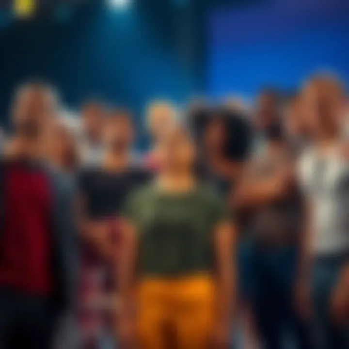 A diverse group of contestants standing together, showing determination and excitement as they prepare for the challenge ahead.