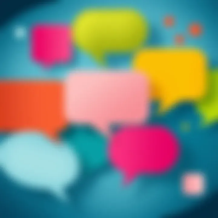 An illustration showing various speech bubbles with different colors and backgrounds, representing diverse contexts affecting communication.