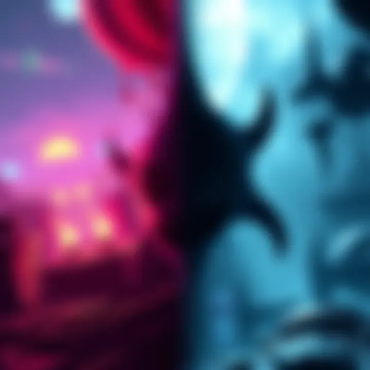 Contrasting Game Elements A screenshot showing two sides of a game environment, one bright and cheerful, the other dark and ominous, illustrating the game's dual nature.