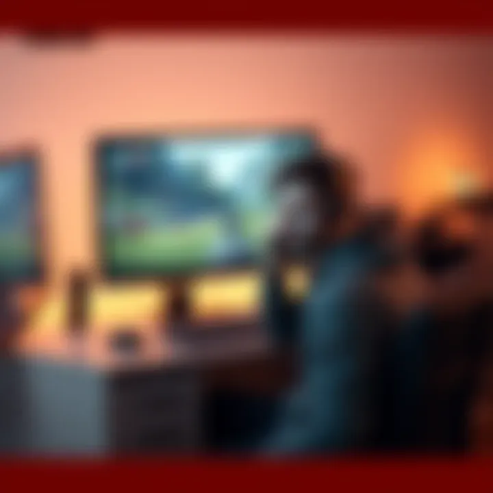 A gamer sitting at a desk, looking frustrated while playing Control on a PC with blurry in-game textures on the screen.