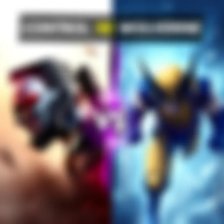 Control Resonant vs Wolverine A split image featuring key art from Control Resonant on one side and Wolverine on the other side, highlighting their unique styles and characters.