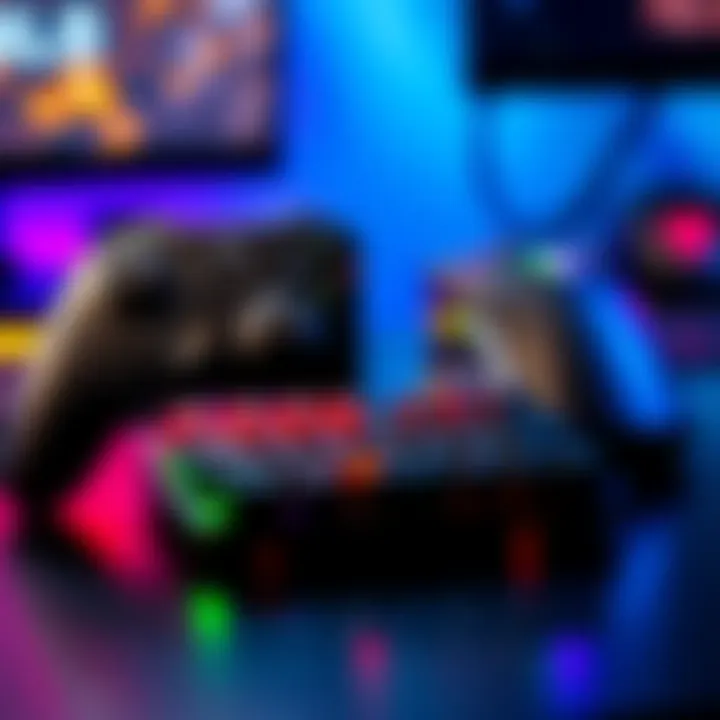 A side-by-side comparison of a gaming controller and a mouse and keyboard setup, highlighting the two different gaming preferences.
