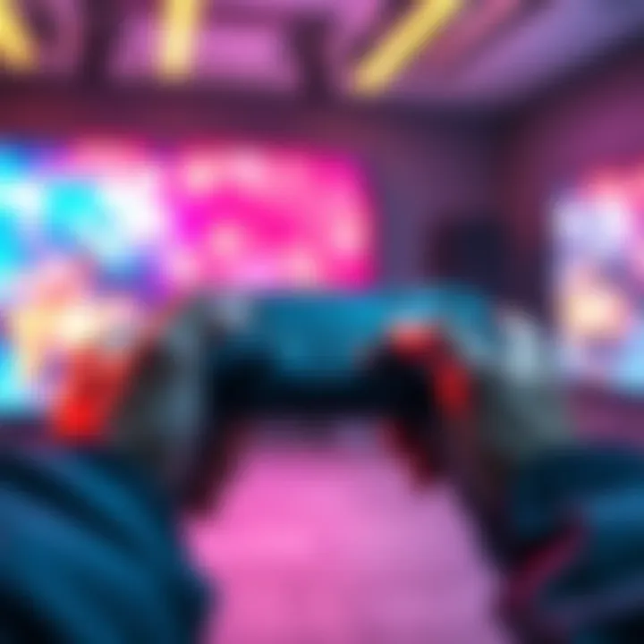 A gamer using a controller with stable aim and no visible recoil effects on the screen