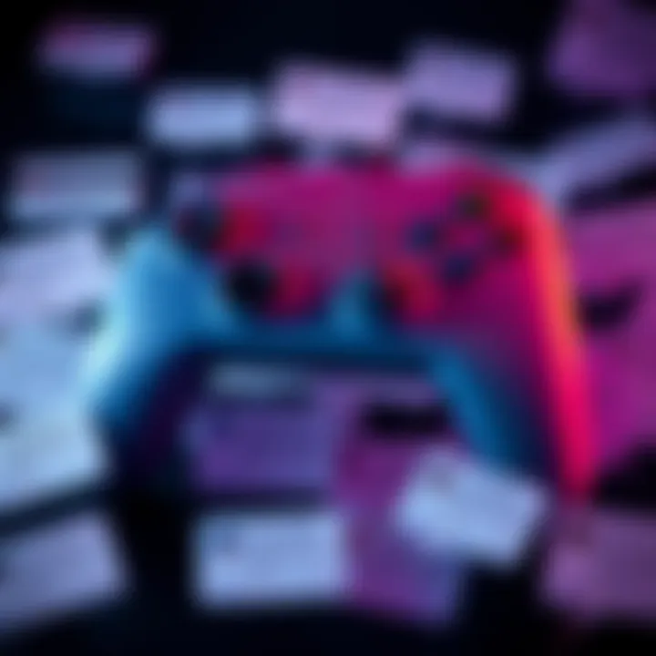 A close-up of a controversial video game controller, featuring a plain design, surrounded by discussion posts from forums about its value potential.