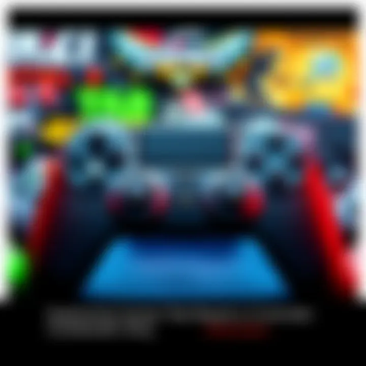A close-up of a video game controller surrounded by popular game titles that require controller input.