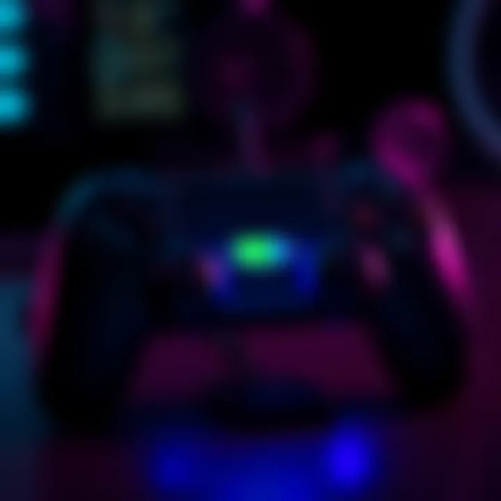 Controller with Low Battery Indicator A gaming controller showing a low battery warning on the screen, symbolizing performance issues.