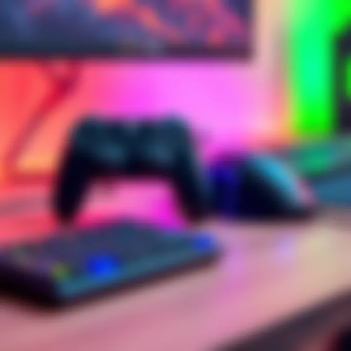 Controller and Mouse Setup A gaming setup showing a controller next to a mouse and keyboard, highlighting the transition from controller to mouse input for gameplay