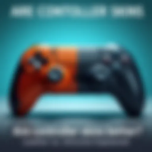 A side-by-side view of a gaming controller with a leather skin on one side and a silicone skin on the other, highlighting their textures and designs