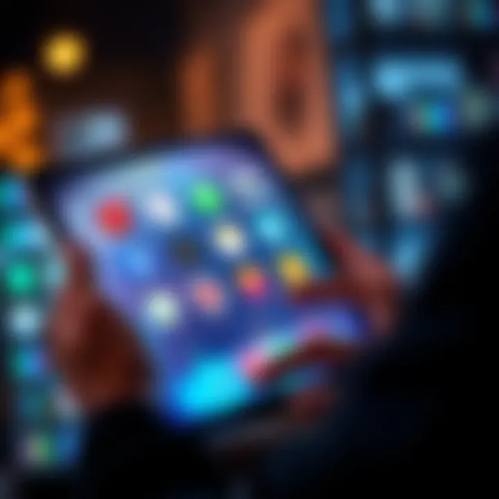 A person using a tablet with various app icons displayed, showcasing device control methods.