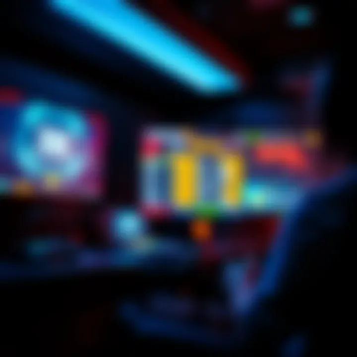 A gaming setup showing a player focused on ControlSphere with controllers and a screen displaying high scores.