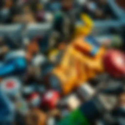 A close-up of a discarded item that has sparked debate among people, surrounded by various objects to show its impact on the environment.